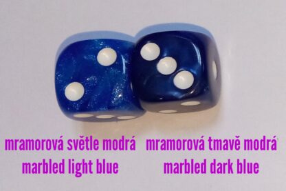 Sada 36 mramorově světle modrých 12mm šestistěnných K6 kostek - Obrázek 5